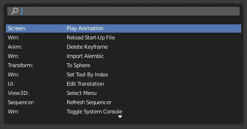 ～blender Sections | User Interface | Menu Search