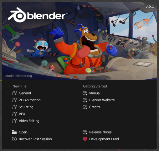 ～blender Sections | User Interface | Splash Screen