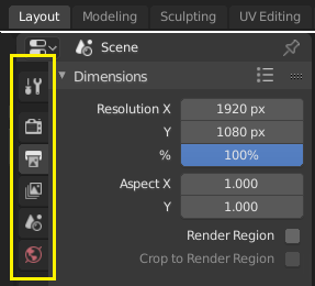 ～blender Sections | User Interface | Tabs & Panels