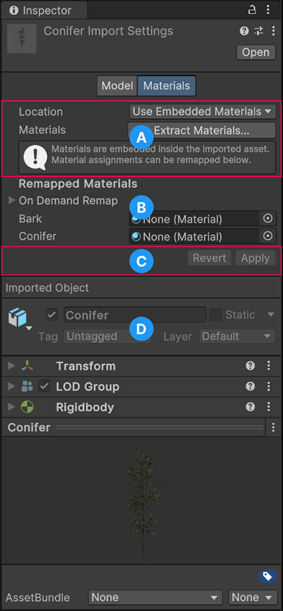 〜Unity Graphics Model SpeedTree マテリアルタブ〜